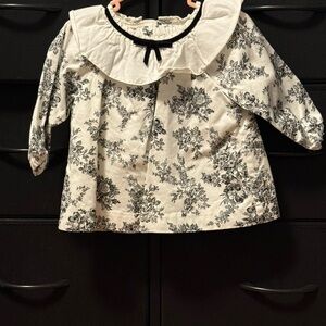Floral Black and White Kids Top